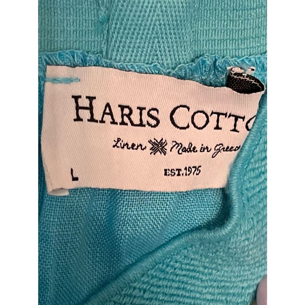 ✨ Haris Cotton Linen Skirt L Turquoise Gold Embroidered Greece Boho - Picture 3 of 9